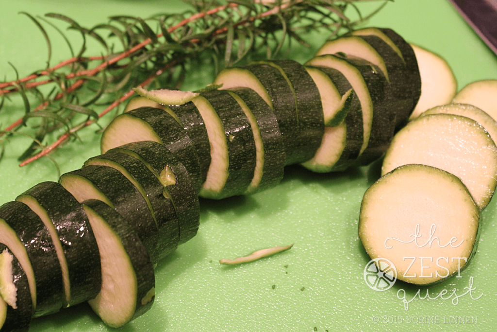 Zucchini-chopped-thick-with-Rosemary-prepped-for-low-fat-Roasted-Vegetables-2-The-Zest-Quest