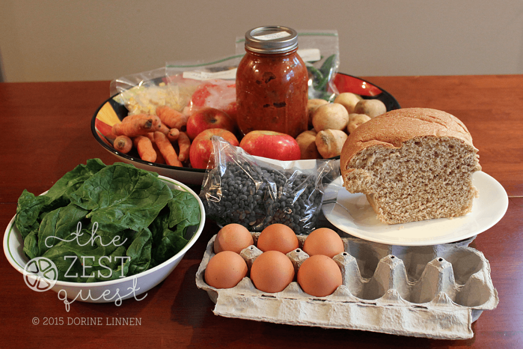 Ohio-Farm-Share-Winter-Week-12-features-homebaked-bread-spinach-eggs-frozen-veggies-and-fruit-sloppy-joe-mix-2-The-Zest-Quest