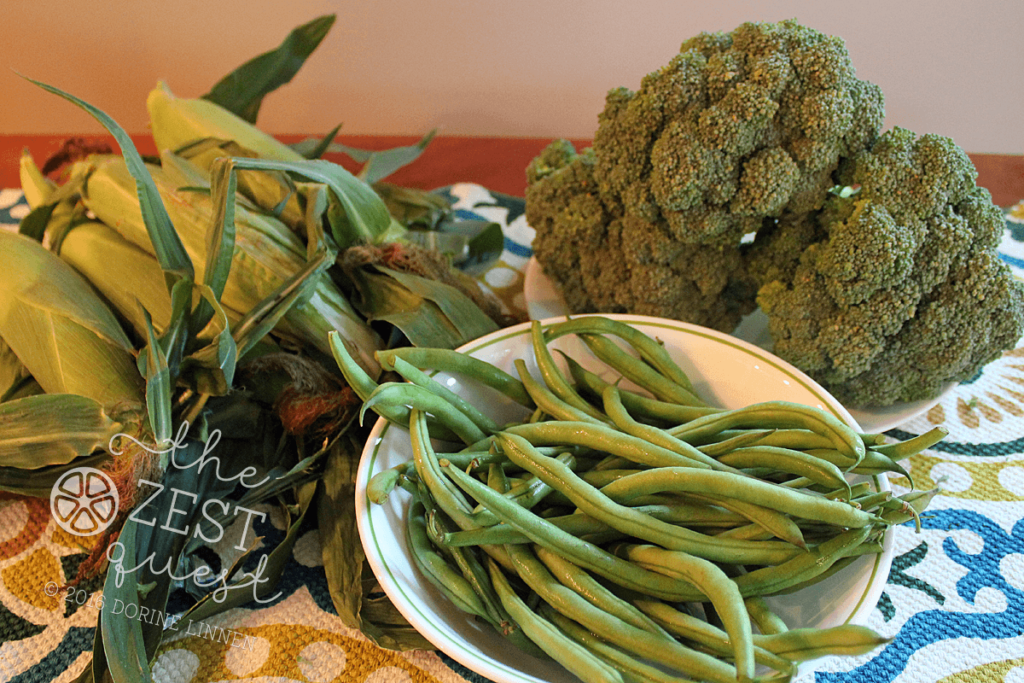 Ohio-Farm-Share-Summer-Week-9-extras-fresh-picked-corn-green-beans-and-broccoli-2-The-Zest-Quest