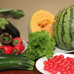 Ohio Farm Share Summer Week 15 seasoned with Poblanos as well as melons, squash, kohrabi, eggplant, tomatoes, lettuce