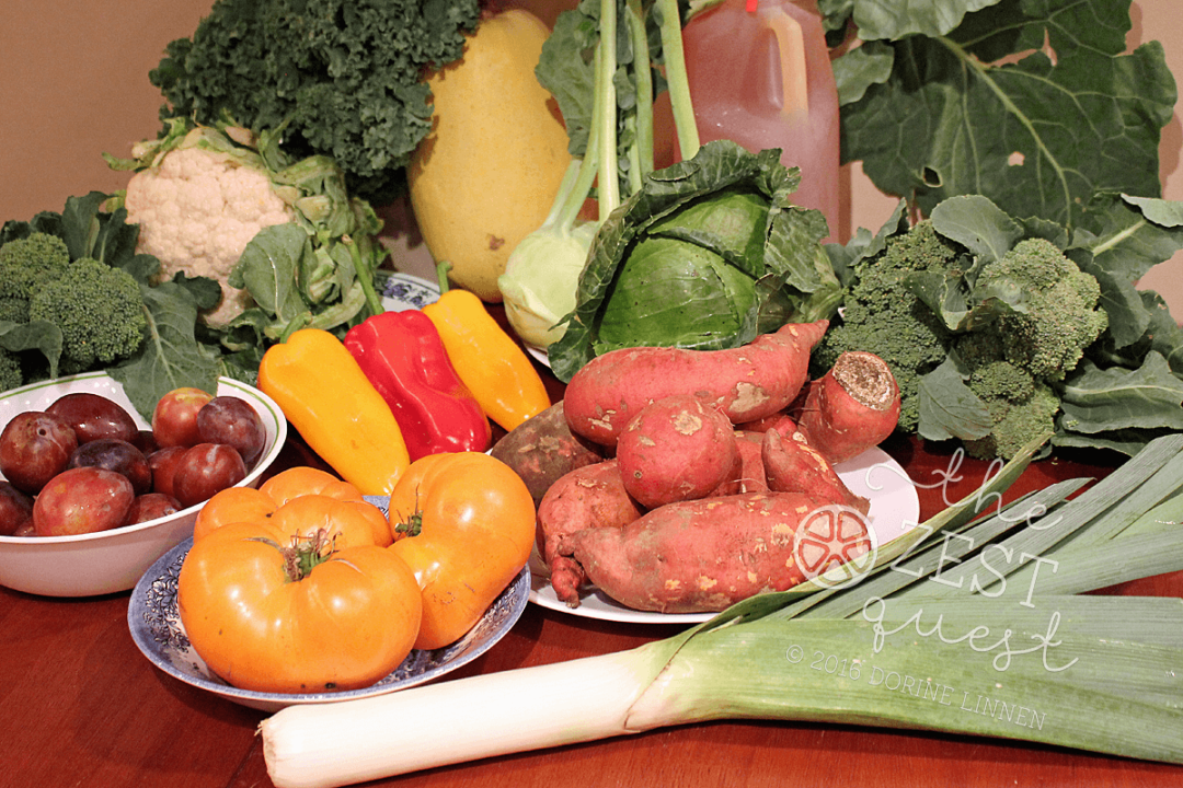 Ohio Farm Share Summer Week 18 is full of Brassica oleracea with Broccoli Cabbage Kale Cauliflower mixed with Cider Sweet Potatoes and more