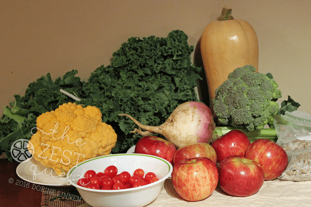 ohio-farm-share-summer-week-21-2016-half-share-of-tomatoes-apples-pasta-broccoli-butternut-squash-kale-turnip-cauliflower-2-the-zest-quest